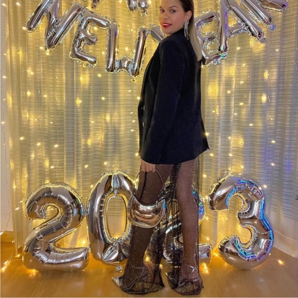 ZARA BLOGGERS FAV SHIMMERY FULL-LENGHT FLARED PANTS - Picture 3 of 8